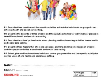 Unit 12 - Creative and Therapeutic Activities in Health and Social Care