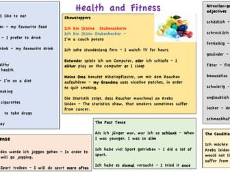 GCSE GERMAN REVISION WRITING AND SPEAKING MAT - HEALTH AND FITNESS