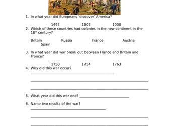 The American War of Independence in 9 minutes and worksheet