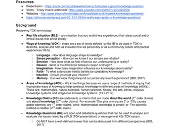 IB DP Theory of Knowledge - Lesson - Introduction to Knowledge Questions