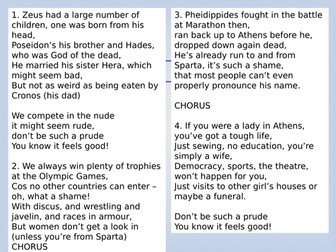 Ancient Greece song for assembly - original, humourous lyrics