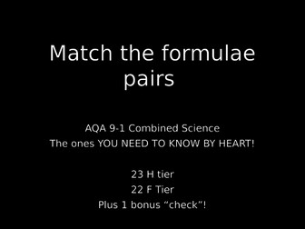 AQA 9-1 Physics/Combined Science Formulae Revision -Matching Pairs