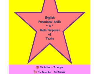English Functional Skills - 8 Main Purposes of Texts