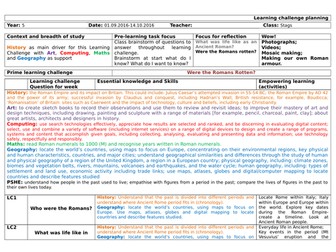 Year 5 Topic planning for the Ancient Romans