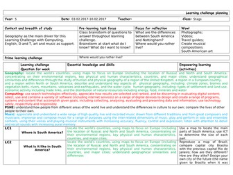 Year 5 topic planning South America