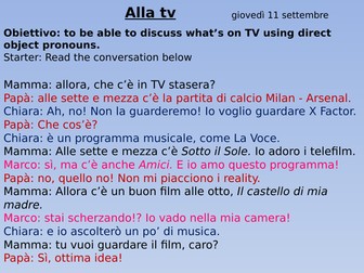 Alla TV pronomi oggetto diretto