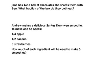 Santes Dwynwen themed Fractions questions differentiated