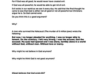 Atheist responses to suffering worksheet