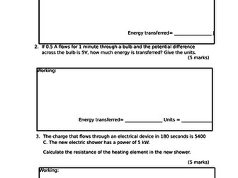 Power and Electricity Multi-Step Calculations