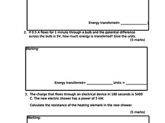 Power and Electricity Multi-Step Calculations