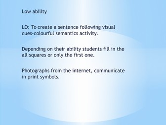 Romeo and Juliet storyline with symbols for SEN students and early/visual learners plus activities