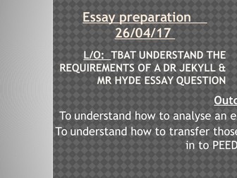 Jekyll and Hyde GCSE AQA essay preparation lesson with exam style question