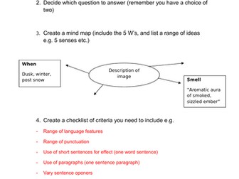 Descriptive writing AQA English Language paper 1 section B (Planning sheet)