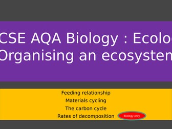 GCSE AQA Ecology: Organising an ecosystem