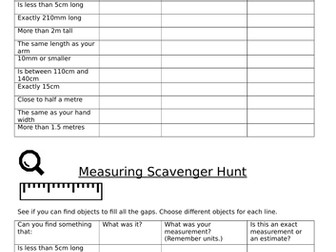 Units of Measure : Classroom Scavenger Hunt