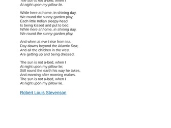 The Sun's Travels poem by Robert Louis Stevenson, music by Ben James