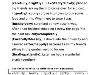 Choosing appropriate adverbs, Year 2, differentiated 2 ways