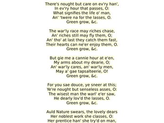 GREEN GROW THE RASHES '0 - SCOTS SONG