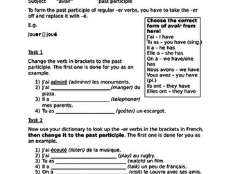 Perfect tense with avoir and regular -er verbs.