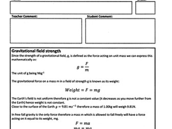 7.2.2 Gravitational Field Strength