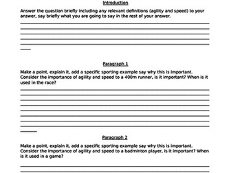 Scaffolded 6 mark question on Components of Fitness