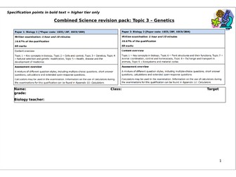 Edexcel GCSE (9-1) Topic 3 Biology intervention/revision packs