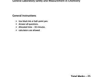 Laboratory Chemistry 2/ General safety and Measurements Year 7/8/9