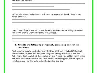 KS2 English Run on Sentences Worksheet and Presentation