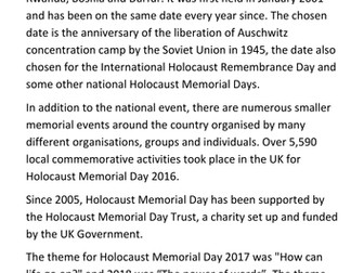 Holocaust Memorial Day Handout