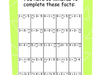 Reception Year 1 Addition and Subtraction Challenges Mental Maths Tests Homework