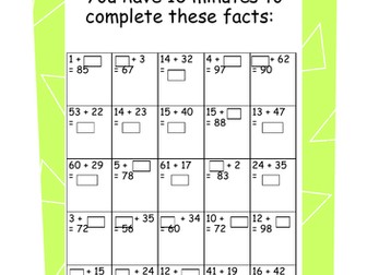 Year 3 Year 4 Addition and Subtraction Challenges Mental Maths Homework