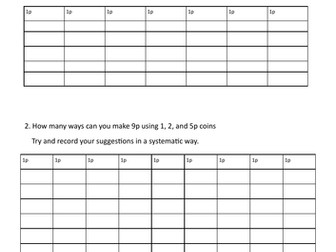 Year 2 Year 3 Money Problem Solving Finding all Possibilities