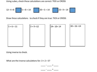Year 3 INVERSE Teaching Addition and subtraction calculations using Inverse