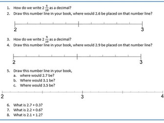 Fractions to Decimals - Then  placing decimals on a number line.