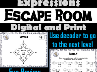 Evaluating Algebraic Expressions Escape Room