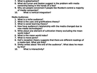 New Media A Level AQA audience and industry test.