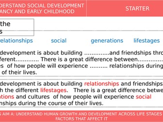 BTEC Tech Award in Health and Social Care L1&2 - Social Development