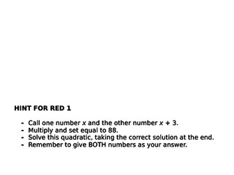Differentiated Quadratics Problem Solving