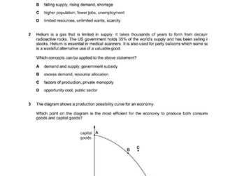 Economics examination questions and answer (paper 1 and paper 2).