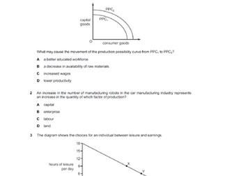 Economics assessment paper (objective  & theory) with mark scheme.