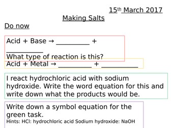 Making Salts Revision New GCSE AQA (9-1)
