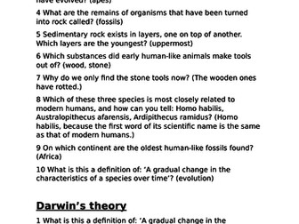 9-1 Biology  Natural Selection and Evolution REVISION game