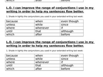 Conjunctions self assessment KS2