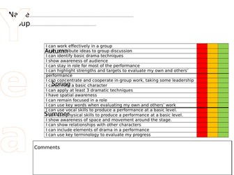 KS3 RAG statement student record sheets