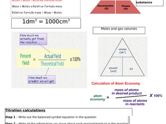 AQA 9-1 - Chemical calculations helps sheet - Chemistry separates