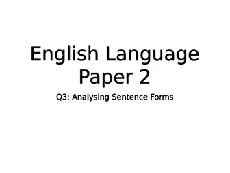 English Language Paper 2 Sentence Structures Lesson