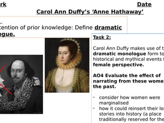 Carol Ann Duffy's Anne Hathaway Poetry Response