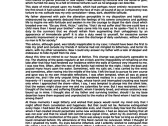 AQA G.C.S.E 9-1  practice English Language Paper 1 assessment paper - Frankenstein