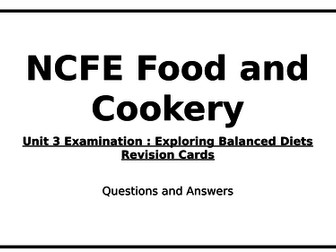 NCFE Food and Cookery Revision Cards