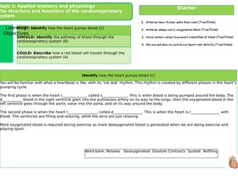 EDEXCEL GCSE PE 2016 REVISION RESOURCE - CV SYSTEM -pathway of blood